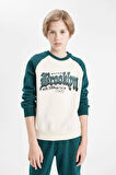 DeFacto Erkek Çocuk Baskılı Sweatshirt Eşofman Altı 2'li Takım D2033A824AUGN246