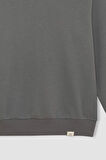 Erkek Kırık Beyaz Oversize Fit Bisiklet Yaka Kalın Kumaş Basic Düz Sweatshirt