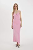 DeFacto Coool Slim Fit V Yaka Askılı Maxi Elbise D3608AX24SMPN253
