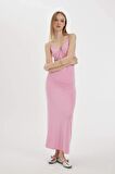 DeFacto Coool Slim Fit V Yaka Askılı Maxi Elbise D3608AX24SMPN253