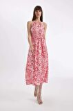 DeFacto Halter Yaka Desenli Kolsuz Maxi Elbise D2649AX24HSPN646