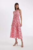 DeFacto Halter Yaka Desenli Kolsuz Maxi Elbise D2649AX24HSPN646