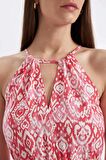 DeFacto Halter Yaka Desenli Kolsuz Maxi Elbise D2649AX24HSPN646