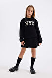 DeFacto Kız Çocuk Oversize Fit Bisiklet Yaka Kazak C6905A824AUBK27