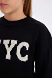 DeFacto Kız Çocuk Oversize Fit Bisiklet Yaka Kazak C6905A824AUBK27