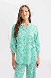 DeFacto Regular Fit Desenli Apaş Yaka Yarım Kollu Gömlek C9324AX24SMGN428