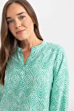 DeFacto Regular Fit Desenli Apaş Yaka Yarım Kollu Gömlek C9324AX24SMGN428