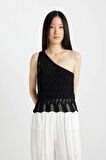 DeFacto Fitted Tek Omuzlu Kroşe Siyah Atlet C8981AX24SMBK27