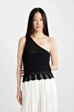 DeFacto Fitted Tek Omuzlu Kroşe Siyah Atlet C8981AX24SMBK27
