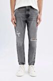 DeFacto The 90's Slim Fit Dar Kalıp Yüksek Bel Dar Paça Yırtık Detaylı Jean Pantolon C9829AX24SMNM55