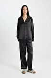 DeFacto Fall in Love Pijama Takım Saten Uzun Kollu Üst Beli Lastikli Alt C9444AX24AUBK27