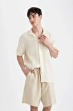 DeFacto Relax Fit Pamuklu Cepli Basic Düz Bermuda Şort C7589AX24SMBG695