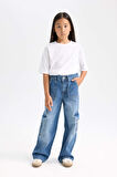 DeFacto Kız Çocuk Wide Leg Kargo Geniş Paça Jean Pantolon C8540A824AUNM28