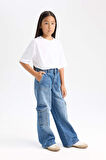 DeFacto Kız Çocuk Wide Leg Kargo Geniş Paça Jean Pantolon C8540A824AUNM28