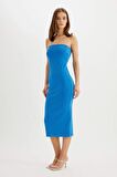 DeFacto Bodycon Vücudu Saran Straplez Fitilli Kaşkorse Kolsuz Midi Elbise D4440AX24HSBE124