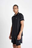 DeFactoFit Slim Fit Dar Kesim Sporcu Pike Kısa Kollu Siyah Polo Tişört D5008AX24HSBK81