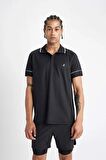 DeFactoFit Slim Fit Dar Kesim Sporcu Pike Kısa Kollu Siyah Polo Tişört D5008AX24HSBK81