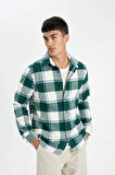 DeFacto Regular Fit Polo Yaka Kareli Flanel Uzun Kollu Gömlek D4283AX24WNGN755