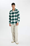 DeFacto Regular Fit Polo Yaka Kareli Flanel Uzun Kollu Gömlek D4283AX24WNGN755