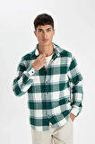 DeFacto Regular Fit Polo Yaka Kareli Flanel Uzun Kollu Gömlek D4283AX24WNGN755