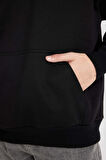 DeFacto Oversize Geniş Kalıp Kapüşonlu Cepli Basic Düz Sweatshirt Y1237AZ24AUBK81