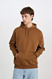 DeFacto Oversize Geniş Kalıp Kapüşonlu Kanguru Cepli Basic Düz Sweatshirt X8287AZ24AUBN550