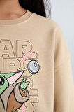 DeFacto Kız Çocuk Star Wars-Mandalorian Relax Fit Bisiklet Yaka Sweatshirt D2822A824WNBG387