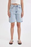 DeFacto Yüksek Bel Jean Bermuda Şort D4580AX24HSNM39