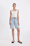 DeFacto Yüksek Bel Jean Bermuda Şort D4580AX24HSNM39