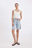 DeFacto Yüksek Bel Jean Bermuda Şort D4580AX24HSNM39