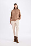 DeFacto Paperbag Gabardin Kumaş Pantolon Yüksek Bel Cepli Basic Düz Standart Paça S2790AZ24WNBG115