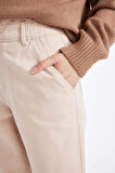 DeFacto Paperbag Gabardin Kumaş Pantolon Yüksek Bel Cepli Basic Düz Standart Paça S2790AZ24WNBG115