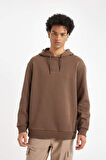 DeFacto Kahverengi Relax Fit Kapüşonlu Baskılı Sweatshirt Y9652AZ24AUBN105