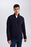 DeFacto Lacivert Tüylenme Yapmayan Soğuk Geçirmez Regular Fit Dik Yaka Fermuarlı Polar Sweatshirt Y3996AZNSNV28