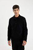 DeFacto Siyah Tüylenme Yapmayan Soğuk Geçirmez Regular Fit Dik Yaka Fermuarlı Polar Sweatshirt Y3996AZNSBK81