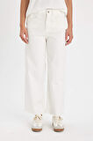 DeFacto Culotte Gabardin Kumaş Pantolon Yüksek Bel Basic Düz Cepli Geniş Bol Paça C7535AX24AUWT32