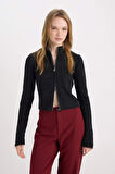 DeFacto Slim Fit Dar Kesim Yarım Balıkçı Yaka Triko Hırka A5607AX24WNAR61