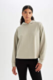 DeFactoFit Standart Fit Kapüşonlu Skuba Dalgıç Kumaş Sporcu Basic Düz Sweatshirt A5626AX24AUKH418