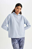 DeFactoFit Standart Fit Kapüşonlu Skuba Dalgıç Kumaş Sporcu Basic Düz Sweatshirt A5626AX24AUBE748