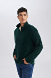 DeFacto Yeşil Tüylenme Yapmayan Soğuk Geçirmez  Regular Fit Dik Yaka Fermuarlı Polar Sweatshirt Y3996AZNSGN245