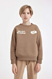 DeFacto Erkek Çocuk Oversize Geniş Kalıp Bisiklet Yaka Baskılı Sweatshirt D3968A824WNBN296