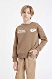 DeFacto Erkek Çocuk Oversize Geniş Kalıp Bisiklet Yaka Baskılı Sweatshirt D3968A824WNBN296