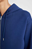 DeFacto Relax Fit Kapüşonlu Basic Fermuarlı Sweatshirt Hırka C1809AX24WNNV42