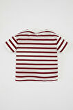 Erkek Bebek Bisiklet Yaka Çizgili Kısa Kollu Tişört