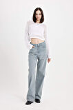 DeFacto 90's Wide Leg Yüksek Bel Uzun Jean Yıkamalı Pantolon C6189AX24AUNM55