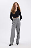 DeFacto Standart Boy Kumaş Pantolon Wide Leg Geniş Bol Paça Basic Düz Yüksek Bel C6402AX24AUAR61