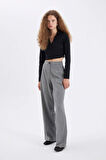 DeFacto Standart Boy Kumaş Pantolon Wide Leg Geniş Bol Paça Basic Düz Yüksek Bel C6402AX24AUAR61