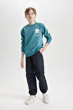 DeFacto Erkek Çocuk Baskılı Bisiklet Yaka Kalın Sweatshirt D3026A824WNBE820