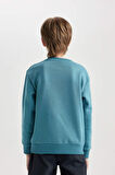 DeFacto Erkek Çocuk Baskılı Bisiklet Yaka Kalın Sweatshirt D3026A824WNBE820