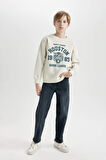 DeFacto Erkek Çocuk Bisiklet Yaka Baskılı Sweatshirt D3030A824WNER117